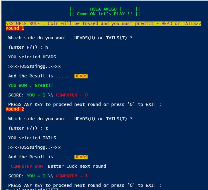 simple head or tails with powershell