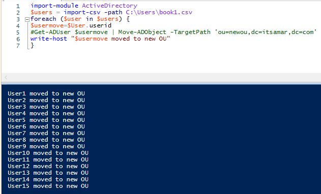 move users to OU by powershell