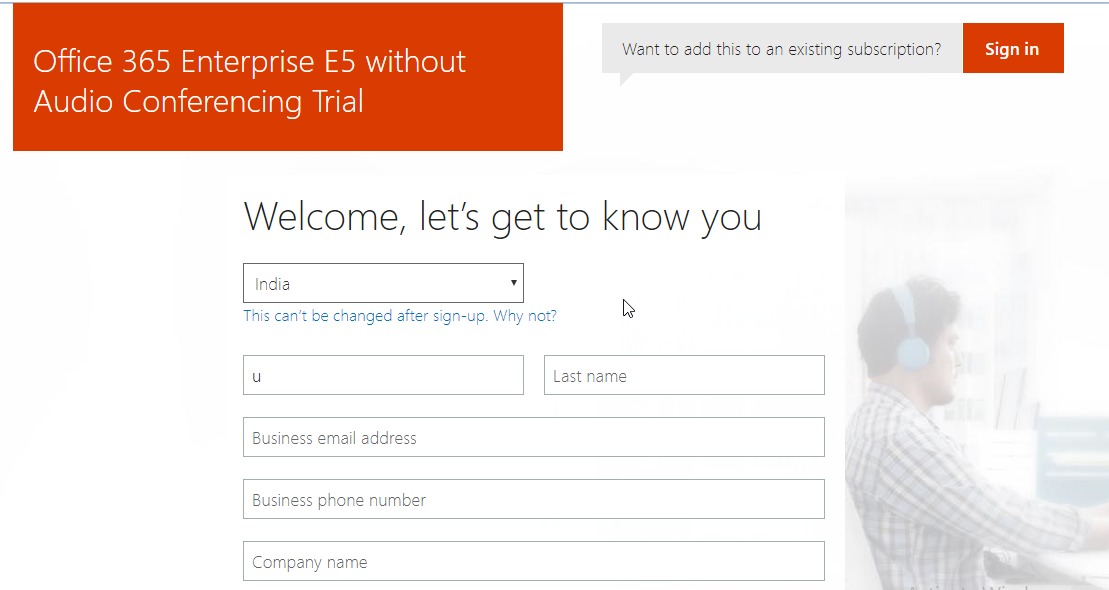 create office 365 business trial