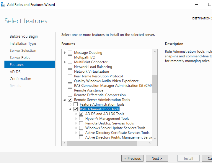 install ad in server 2019