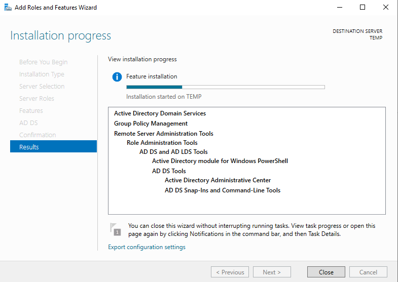 install ad in server 2019