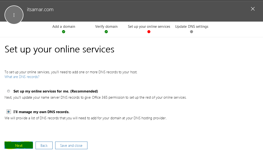 Add domain to Office 365
