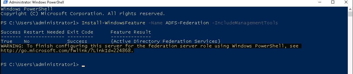 Install ADFS in Server 2019